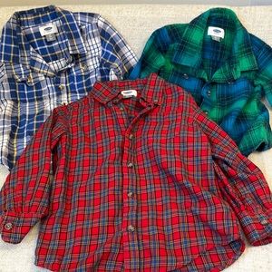 Old Navy Boys 4T button plaid shirts and flannel bundle